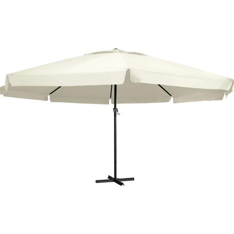 vidaXL Garden Parasol with Aluminium Pole 600 cm Sand White (1/5)