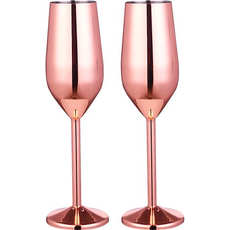 2 verres à champagne en acier inoxydable - 220 ml [or rose] (1/5)