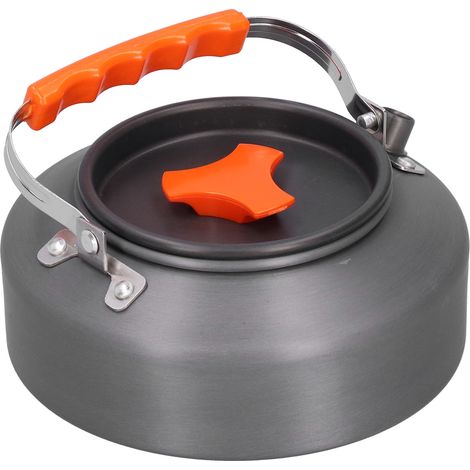Bouilloire/théière/cafetière portable en alliage d'aluminium de 1,1 L, idéale pour le camping et les activités de plein air. (1/5)