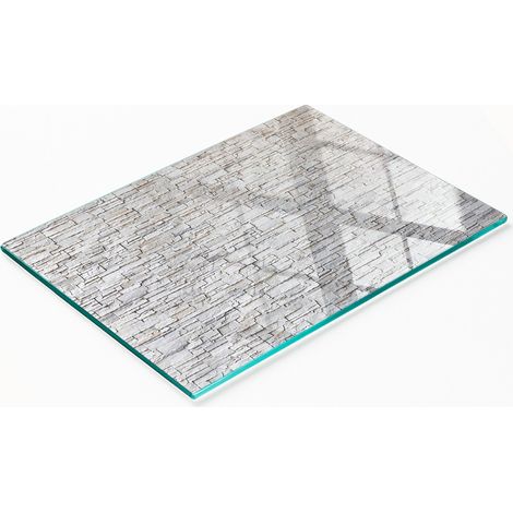 Küchenarbeitsplatte aus gehärtetem Glas mit dekorativer Steinwandgrafik, 80 x 52 cm (1/5)