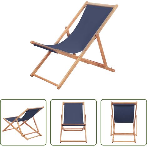 Campingstuhl -  Strandstuhl Klappbar Stoff und Massivholz Blau (1/5)