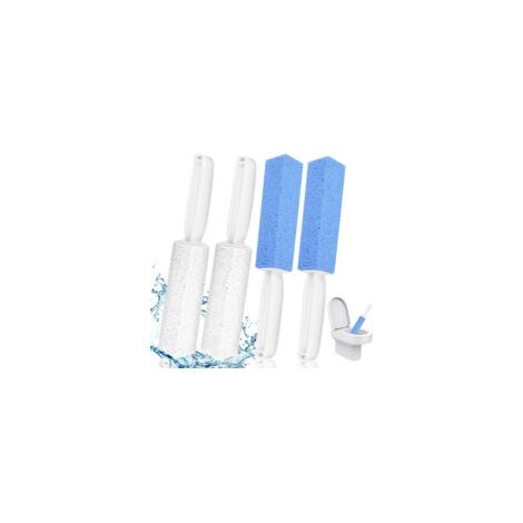Set mit 4 Bimsstein-Reinigungsbürsten, Bimsstein-Reinigungsbürsten, Toiletten-Bimsstein-Reinigungsbürsten, Bimsstein mit Kunststoffgriffen, Bimsstein-Reinigungsbürsten, zur Toilettenreinigung - Crezuo
