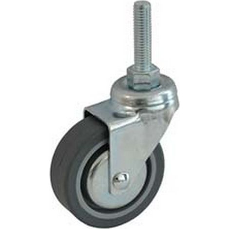 4PZ RUOTE IN GOMMA CON PERNO ROTANTANTE E DISCHI PARAFILI "220BISP" -  mm.40x18 perno  mm.8x30 mm.56h. port. Kg.15