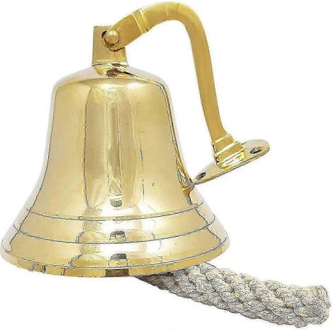 Cloche de navire suspendue en laiton, cloche murale traditionnelle avec corde résistante, 7,6 cm de diamètre, son clair et puissant, idéale pour un bar, une porte ou une décoration nautique.