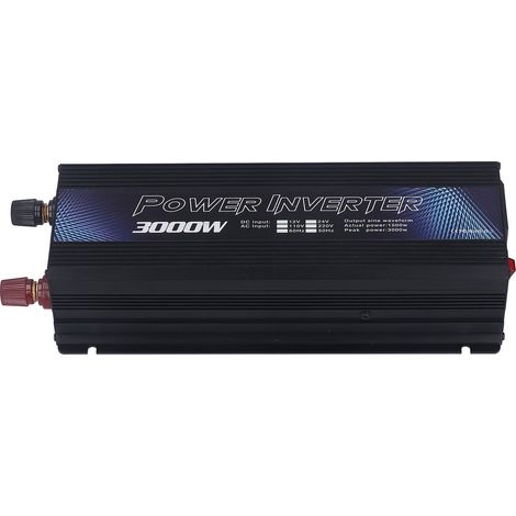 Kfz-Wechselrichter mit Sinuswellen-Wandler, USB-Anschluss und Lüfter, 3000 W, 12 V DC auf 110 V AC, Schwarz, 60 Hz (1/5)
