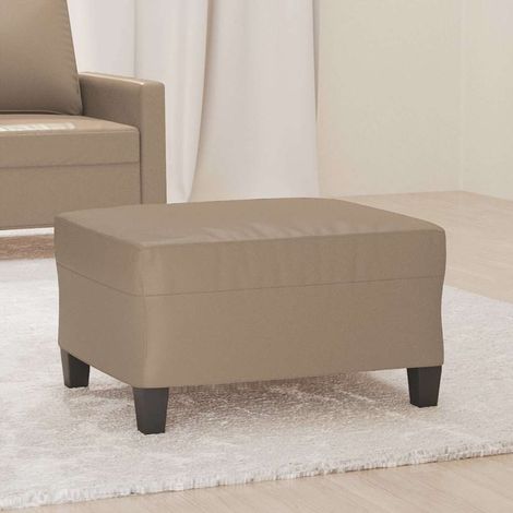 vidaXL Reposapiés de cuero sintético color capuchino 70x55x41 cm (1/5)