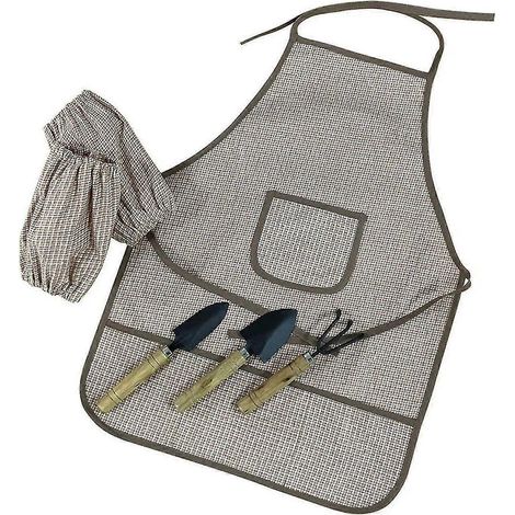 Kit de jardinage pour enfants avec tablier, outils de jardinage pour enfants comprenant un râteau, une pelle, des manchons et un tablier lavable, tablier de protection imperméable pour filles et garço (1/5)
