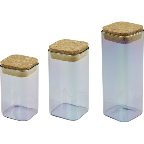 Set de 3 boîtes de conservation en verre avec couvercle 280 ml + 330 ml + 450 ml Tasty Green (1/5)