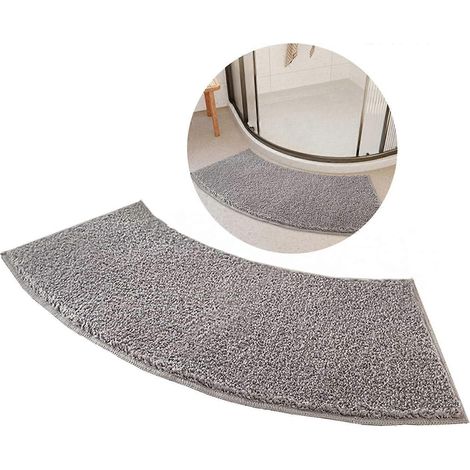 Tapis de douche incurvé, tapis de bain pour salle de bain, tapis de douche d'angle doux en microfibre, moelleux, lavable en machine, pour votre douche de camping-car et douche ronde