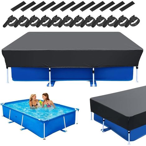 Bâche de Piscine Rectangulaire,Bâche Piscine Rectangulaire 220x150cm,Couverture de Piscine Protection,Bâche Solaire Estivale et Hivernale,pour Piscines Extérieures (1/5)