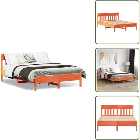 - vidaXL Letto senza Materasso Marrone Cera 140x190 cm in Legno di Pino -