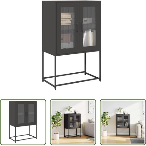 vidaXL Stauraum - Highboard Schwarz 68x39x107 cm Stahl (1/5)