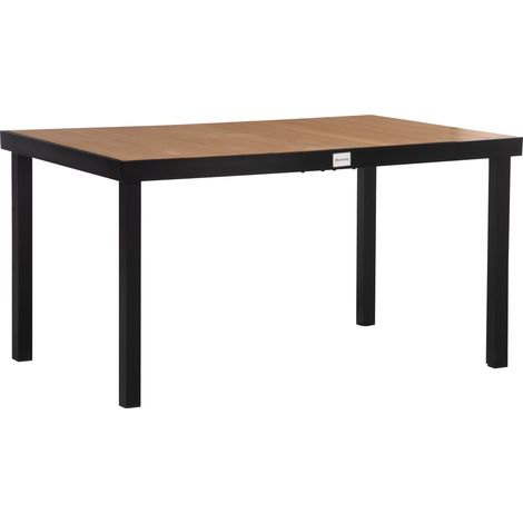 Tavolo da Giardino 140x90x74 cm in Alluminio e Plastica Nero e Color Legno (1/5)