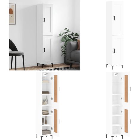 Highboard Weiß 34,5x34x180 cm Holzwerkstoff - Holzwerkstoff - Schrank (1/5)