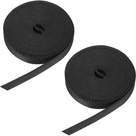 2 Pcs 6M Sangle pour Volet Roulant 14 mm pour Enrouleur de Volet Roulant à Visser Enrouleur de Sangle en Saillie, Portes Fenêtres Store Remplacement Kit de Réparation, Noir (1/5)