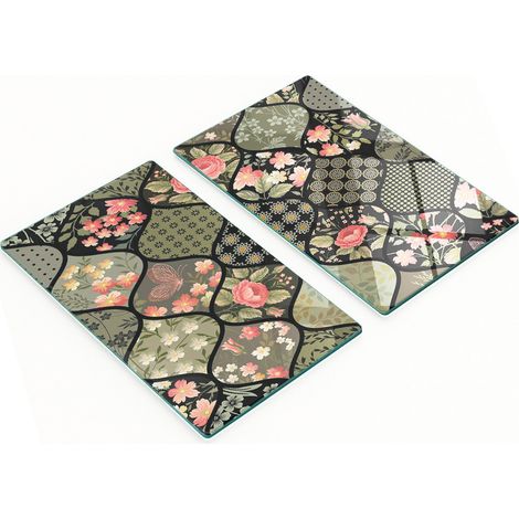 Tablas de cortar de cristal para cocina con estampado floral gráfico 2x30x52 cm (1/5)