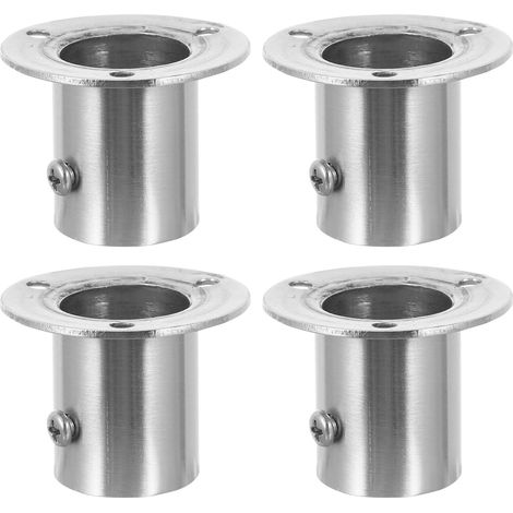 Support pour Tringle de Penderie 4pcs en Acier Inoxydable Argenté, Structure Solide Vis Réglables, pour Salle de Bain ou Balcon (1/5)