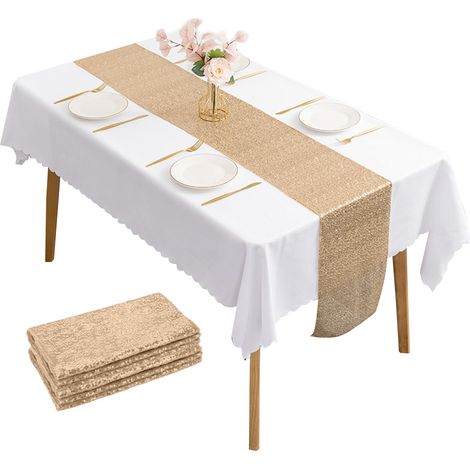 Set mit 2 Glitzer-Tischdecken 30x275 cm - Wiederverwendbar, Ideal für Hochzeits-, Geburtstags- und Bankettdekorationen