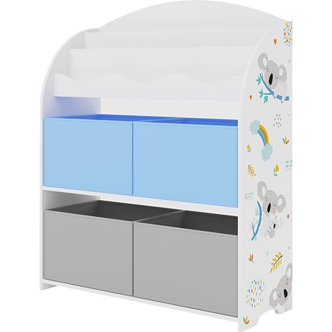Scaffale dal design senza tempo per soggiorno camera da letto mobiletto per bambini con motivo koala 98 x 83 x 30 cm bianco grigio blu 030011313