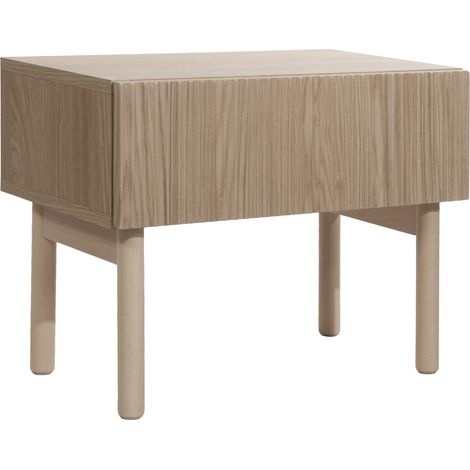 Selsey – Table de chevet debout 50 cm – 1 tiroir – Panneau stratifié chêne huilé – Système push to open – Pieds en bois massif
