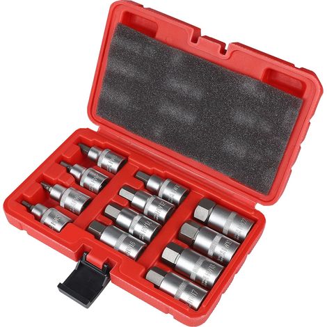 Jeu de 12 Douilles Allen 1/2" douille 6 pans 1/2 Creux 5-22 mm Six Pans Extérieurs Avec Mallette en Plastique (1/5)
