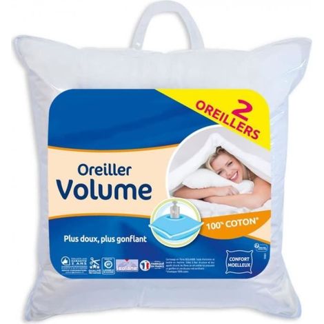 Oreillers - Isolane - Lot de 2 - 60 x 60 cm - Synthétique - Moelleux (1/4)