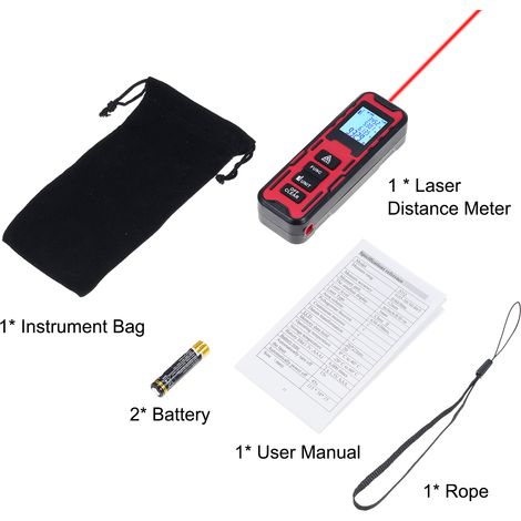 Télémètre laser, mesure continue de distance, de surface et de volume, calcul pythagoricien, écran LCD, étanchéité IP54, capacité de stockage de 20 mesures. (1/5)