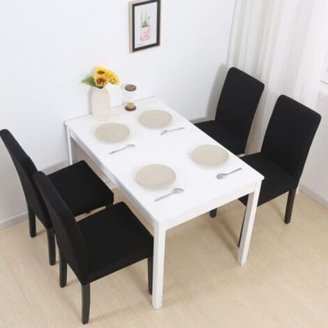 Ensemble de chaises noires 4 pièces, housse de chaise à dossier haut 383847cm, moderne, élastique et lavable, convient pour la salle à manger et la cuisine