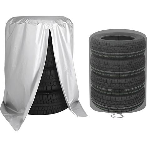 Housse de rangement pour pneus, housse de protection universelle pour 4 pneus, sac de rangement pour roue de secours (argenté) (1/5)