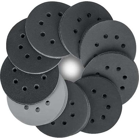 Discos de lijado de 125 mm, 80 discos de papel abrasivo de carburo de silicio, 8 agujeros, almohadillas de lijado, granos 320/400/600/800/1000/1200/1500/2000 para lijado y pulido - Crezuo (1/4)