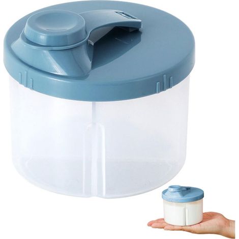 Boîte de Rangement Alimentaire Portable à 4 Compartiments, Couvercle Rotatif Antifuites, Sans BPA, Contenant Multifonction pour Aliments Secs, Céréales et Snacks – 9,4 × 6 × 8,5 cm (Bleu) (1/5)