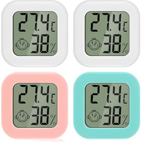 Mini-LCD-Digital-Thermometer-Hygrometer für den Innenbereich, 4-teilig, hochpräzise, tragbare Komfort-Temperaturanzeige für Wohnzimmer, Lager, Babyzimmer, Ankleidezimmer – sonnig (1/5)
