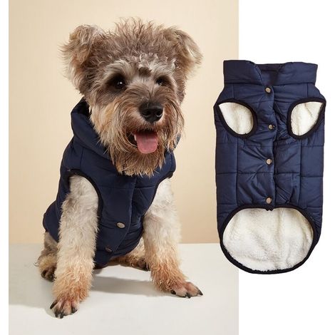 Veste pour chien double couche avec doublure polaire, très chaude pour l'hiver et les temps froids, gilet pour chien ultra doux et coupe-vent (XS, bleu) (1/4)
