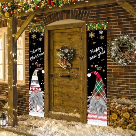 Christmas distichs, outdoor decorations, outdoor flags, Christmas elf party decoration, hanging flags, 180 cm x 30 cm, 100D polyester fabric (1/5)