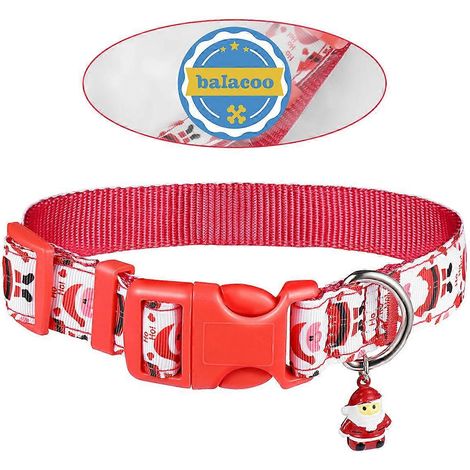 Collar navideño para perros con cascabel de Papá Noel, collar de nailon para mascotas. (1/5)