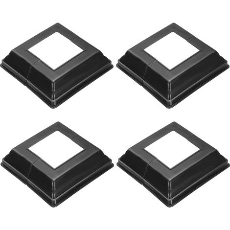 4 Pack Jupe De Poteau De Clôture 2.4 x 2.4 Pouces Style Fendu Noir (1/5)