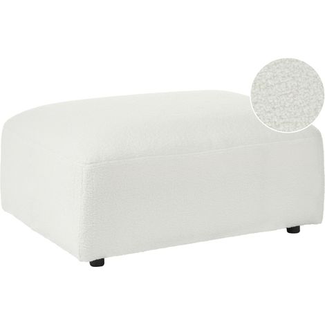 Pouf rettangolare imbottito in tessuto, elemento modulare in bouclé bianco Hede (1/5)