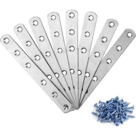 8 patas de acero inoxidable para muebles, soportes rectos con 48 tornillos, soportes de esquina chapados para reparación de muebles - Plateados