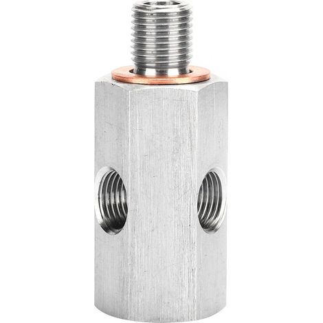 Tbest Capteur de Pression D'huile NPT 1/8 Pouces, Adaptateur Mâle M10 10x1 0, en Acier Inoxydable de Haute qualité, Raccord de Jauge de Ligne D'alimentation Turbo pour. (1/5)
