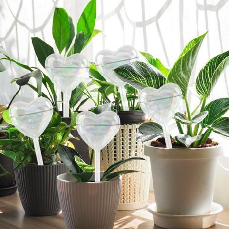 Globes darrosage,2 Pcs Verre Arrosage Automatique Interieur,Arroseur Plante Intérieur,Transparent Arrosage Plante Interieur (Cur) (1/5)