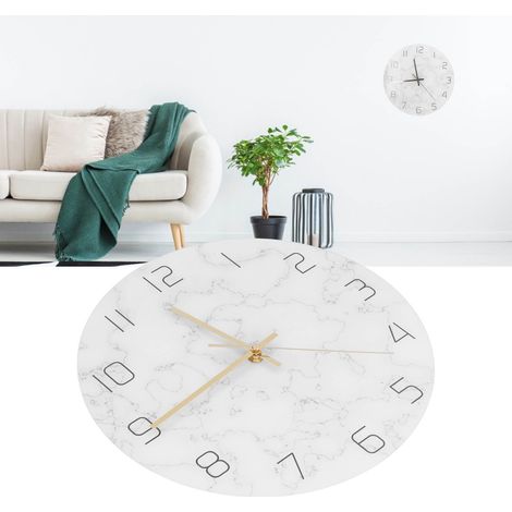 Horloge Murale en Marbre Moderne - Cadran Acrylique Fissuré avec Impression UV - Décoration Salon Élégante (1/5)
