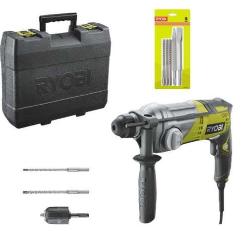 RYOBI SDSPlus 680 W RSDS680-KA2 - Set di 3 trapani RYOBI più 2 scalpelli SDS+ - RAKSP05