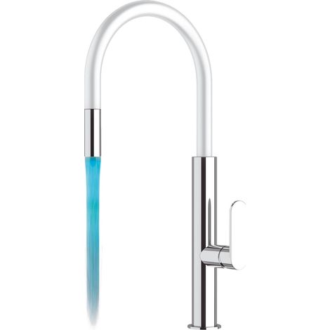 Rubinetto lavello canna bianca con dispositivo led - serie kitchen white spout colour (1/3)