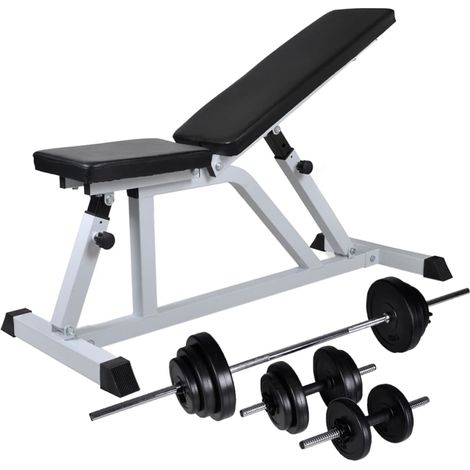 Hantelbank mit Langhantel und Kurzhantel Set 30,5 kg