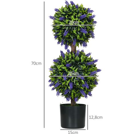 Plantes artificielles, set de 2 lavandes 70 cm résistantes aux UV, en pot, pour salon et jardin (1/5)