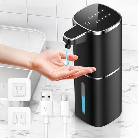 Distributeur de Savon Automatique Mural 380ml, Distributeur de Savon Électrique avec Capteur Infrarouge, Rechargeable USB, Étanche IPX5, sans Contact pour Cuisine, Salle de Bain, École, Hôtel (1/5)