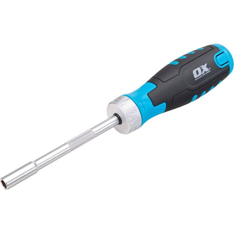 OX Tools P361501 Pro Heavy Duty Multibit Ratchet Screwdriver, Bleu