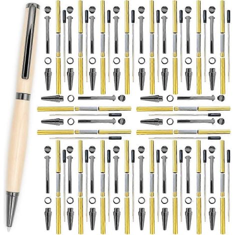 Kit de 20 stylos Slimline - Stylos à bille à rotation pour tournage sur bois de 7 mm avec recharges, accessoires en laiton et 5 finitions pour les bricoleurs et les menuisiers. (1/5)