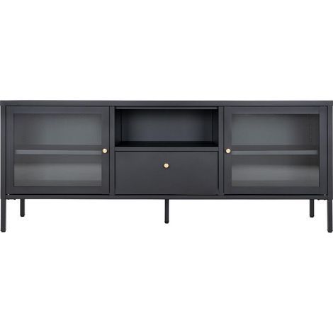 Dalby TV Tisch 2 Glastüren, 1 Schublade, 1 Ablage schwarz.