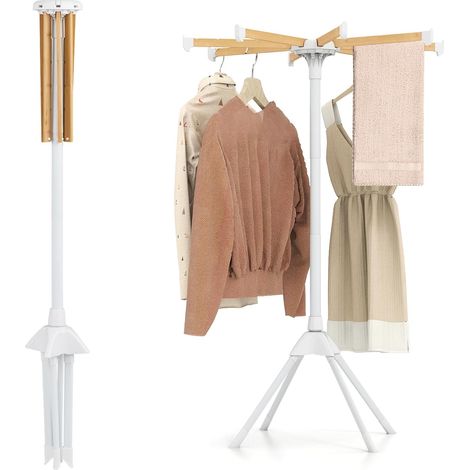 GOPLUS Étendoir à Linge Pliable, Etendoir Linge Interieur avec 8 Barres Amovibles et 40 Fentes, Sechoir à Vêtements avec Angle Ajuste 360°, Tancarville Solide,83,5 x 83,5 x 123 CM,Charge 12 KG (1/5)